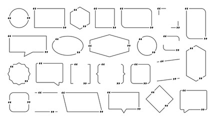 Quote box frame, big set. Quote box icon. Texting quote boxes. Blank template quote text info design boxes quotation bubble blog quotes symbols. Creative vector banner illustration.