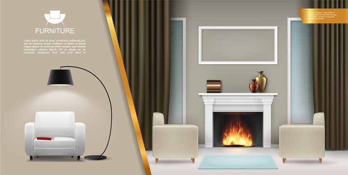 Realistic Living Room Interior Concept