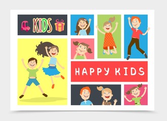 Flat Happy Kids Colorful Composition
