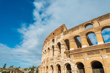 ROME, ITALY - January 17, 2019: Roman amphitheatres in Rome, circular or oval open-air venues with raised seating built by the Ancient Romans, Rome, ITALY