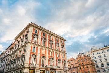 ROME, ITALY - January 17, 2019: Traditional street view of old buildings. is a city and special comune in Italy. With 2.9 million residents. Rome, ITALY