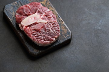 Meat. Raw beef cut ready to cook. Overhead view. Selective focus