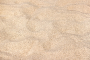 Fototapeta na wymiar Fine beach sand in the summer sun. Light sand with barkhans.