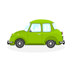Green retro car isolated on white background, vector illustration