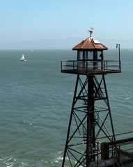 Fototapeta na wymiar Sailing San Francisco Bay 2, Alcatraz guard tower