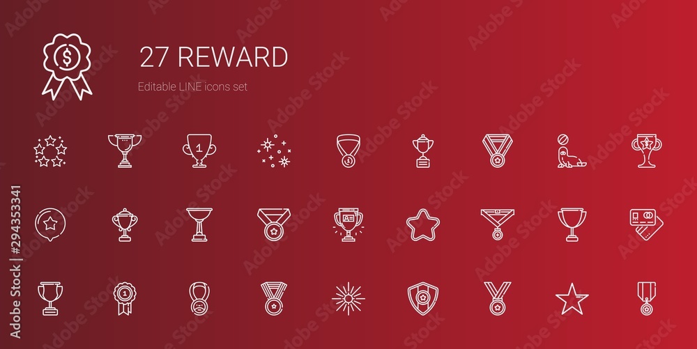 Poster reward icons set