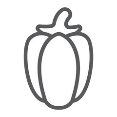 Bell pepper line icon, fruits and vegetables, capsicum sign, vector graphics, a linear pattern on a white background.