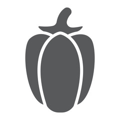 Bell pepper glyph icon, fruits and vegetables, capsicum sign, vector graphics, a solid pattern on a white background.
