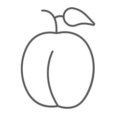 Plum thin line icon, fruits and organic, healthy food sign, vector graphics, a linear pattern on a white background.
