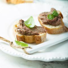 Homemade liver pate on toast