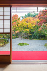 idyllic garden in Kyoto, Japan in autumn season