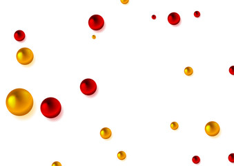 Abstract modern graphic design with glossy red and orange beads. Geometric 3d spheres tech background. Vector illustration