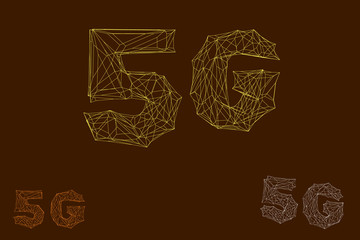 5G network sign. Wireless internet symbol. Vector wireframe outline  illustration.