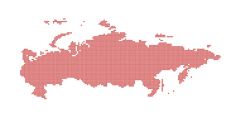 Russia pixel map. Vector illustration. Halftone style.
