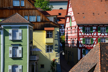 Altstadt Meersburg Fachwerkh&auml;user Bodensee Baustil Tourismus verwinkelt Farben Anstrich Idyll Nostalgie Renovierung Denkmal Lake Constance &Uuml;berlingen Gassen Historie Schloss Festung Aussicht Handwerk