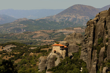 Fototapeta na wymiar Monastery Meteora Greece. Landscape with monasteries and rock formations in Meteora, Greece.