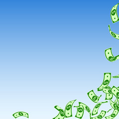 American dollar notes falling. Floating USD bills 