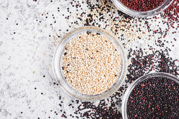 Black, red and white quinoa