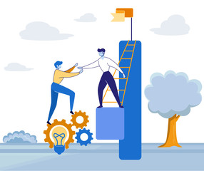 Business Leader Character Help Man Climb to Top