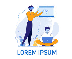 Students Use New Technology Vr Glasses and Laptop