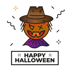 Evil scarecrow illustration - Happy halloween icon	
