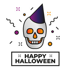 Smiling skull illustration - Happy halloween icon	