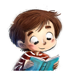 happy boy face with book in hands © cirodelia
