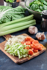 Vegetables ready for preparing Italian wedding soup
