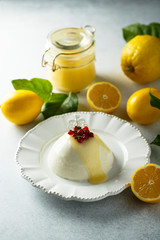 Homemade panna cotta with lemon curd