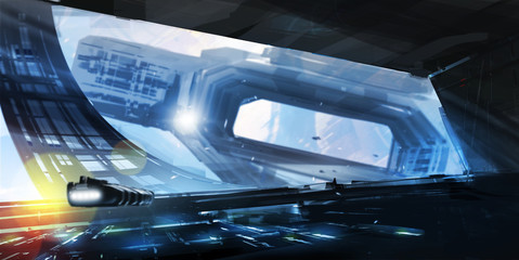 Digital painting Rotating space station _ SciFi concept © patila