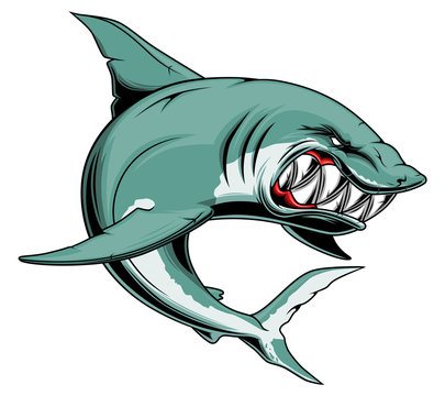 Angry shark with sharp teeth