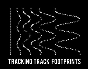Tracking of human footprints to track walk paths. Silhouette from shoes. Vector illustration