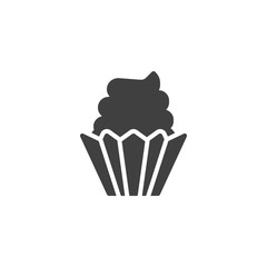 Cupcake vector icon. filled flat sign for mobile concept and web design. Basket cake with cream glyph icon. Symbol, logo illustration. Vector graphics