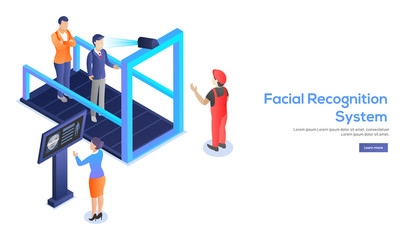 Biometric identification or Facial recognition system concept.