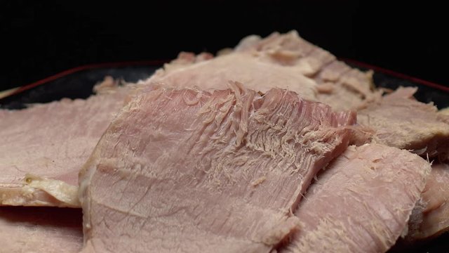 Easter cooked ham sliced on a plate