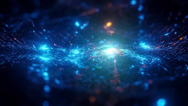 Abstract motion background, Heat waves that look like green-blue fiber and projections seamless loop.