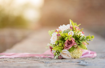 Closeup photo of wedding boquet