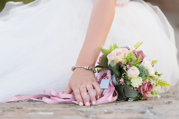 Closeup photo of wedding boquet