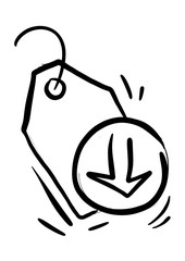 RATE CUT icon. Price or cost cut icon. Discount and sale icon concept. cutting money bill