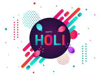 Abstract elements decorated poster or banner design for holi festival celebration.