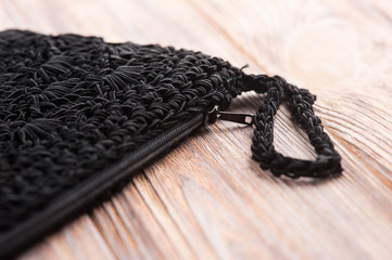 Black knitted vintage clutch