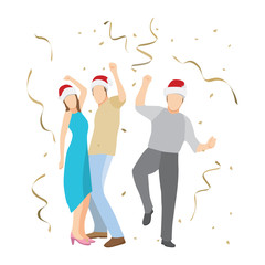 Happy people dancing celebrate christmas and new year