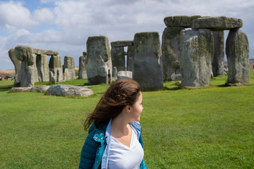 Stonehenge with Blue Sky, Salisbury, England.