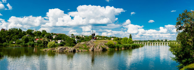 Monument Rosich on the island Green. Korsun-shevchenkovsky, Cherkasy region, Ukraine