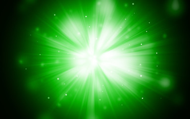 Dark green sparkle rays with bokeh abstract elegant background. Dust sparks background.