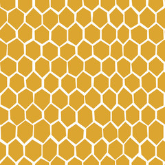 Honeycomb hand drawn seamless pattern. Cartoon illustration with honey comb. For textile, wrapping, wallpaer.
