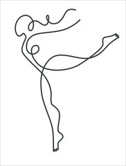 Ballet dancer or ballerina outline drawing, continuous line art