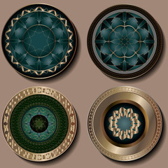 A luxurious set of four plates