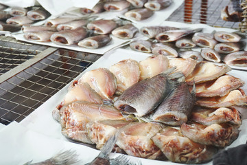 Dried Trichogaster pectoralis in fish market