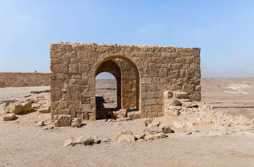Ruins  of the North Watchtower on ruins of the Nabataean city of Avdat, located on the incense road in the Judean desert in Israel. It is included in the UNESCO World Heritage List.